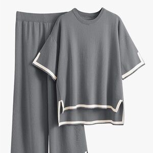 Stylish Gray Lounge Set with White Accents